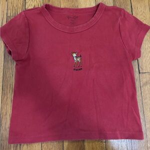 Brandy Melville Baby Tee with Deer Embroidery